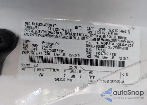 2013 Ford C-Max Energi Sel из США, поврежденный, VIN 1FADP5CU0DL531251